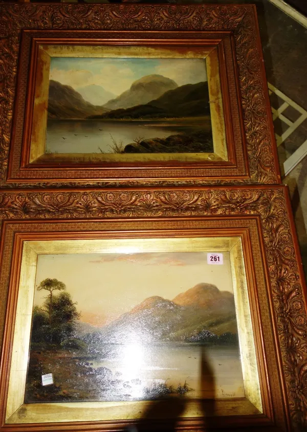 A pair of oil on board Lake scenes signed Linell. (2)