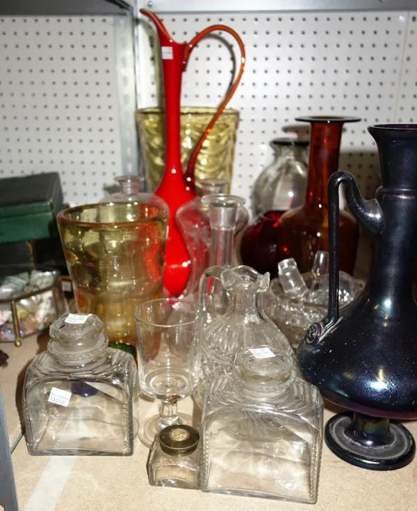 A quantity of mainly 20th  century glassware including decanters vases and sundry. (qty)