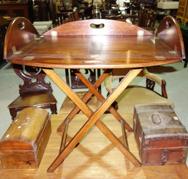 A mahogany butler's tray and stand, 79cm wide.
