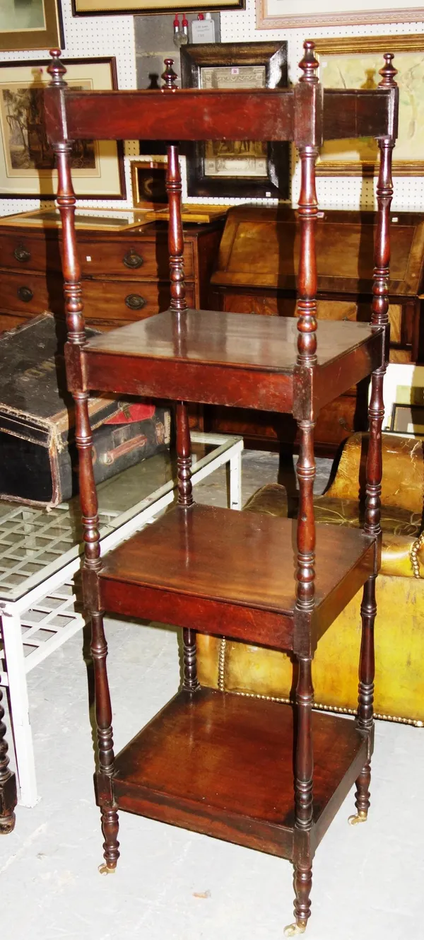 A 19th century mahogany four tier whatnot, 41.5cm wide.