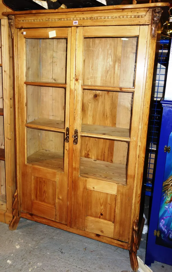 A small pine display cabinet, 112cm.