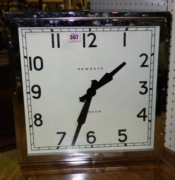 A 20th century square chrome wall clock, 'Newgate'.
