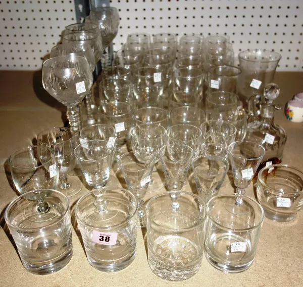 A quantity of 19th century and later mainly drinking glasses, to include cut glass examples. (qty)