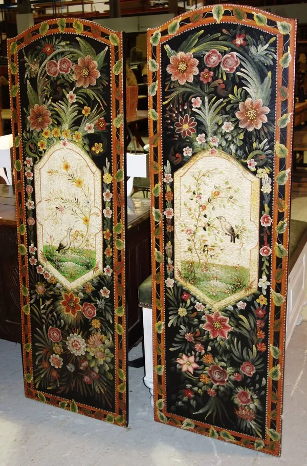 A pair of painted screens. (2)