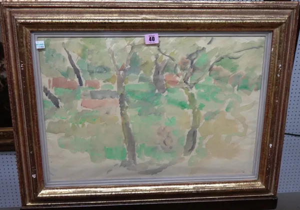 Peggy Somerville (1918-1975), Trees, watercolour, 36cm x 53cm. DDS