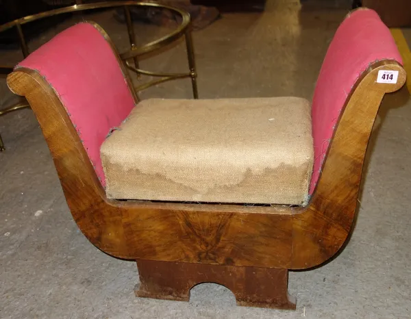 A walnut Art Deco stool/window seat.