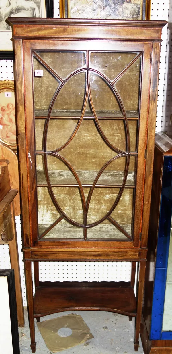 An Edwardian mahogany inlaid display cabinet, 60cm.