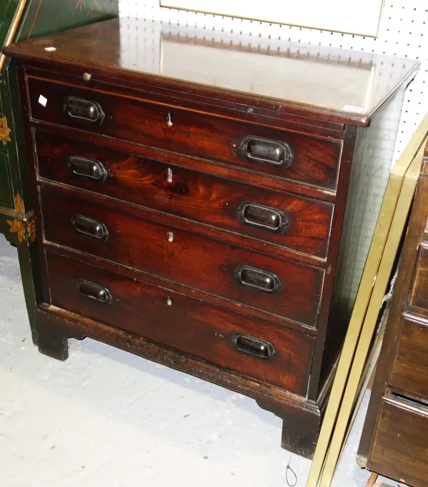 An early George III four drawer mahogany chest, 79cm. (a.f)