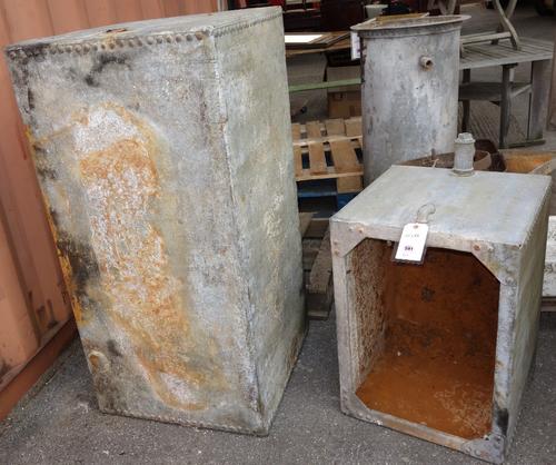 A large zinc water trough and a smaller square trough. (2)
