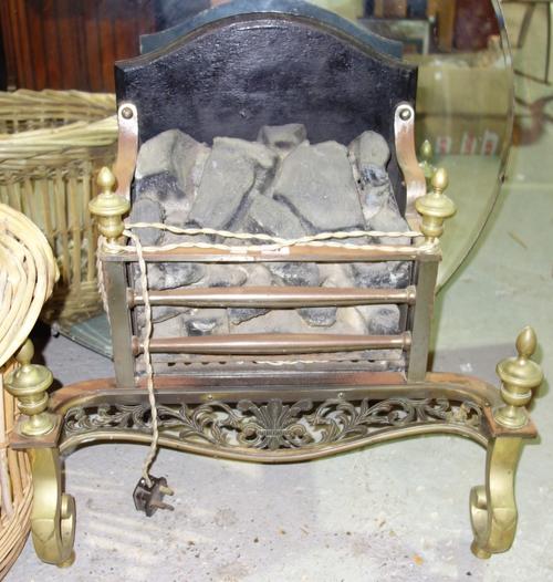 An 18th century style steel and brass fire grate, and another. (2)