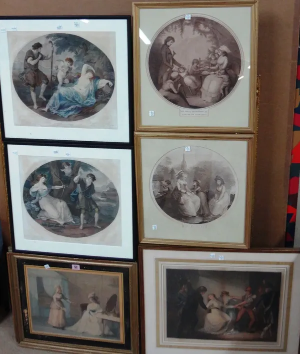 A group of assorted stipple engravings, mainly figurative subjects.(qty)