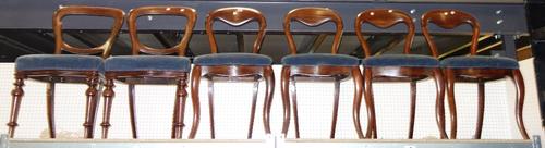 A matched set of six Victorian mahogany balloon back chairs. (6)