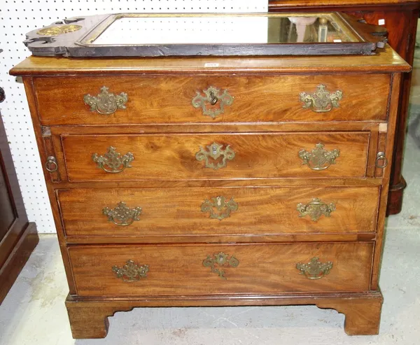 A George III mahogany chest, the fitted upper drawer over three further long graduated drawers, on bracket feet, 91cm wide.