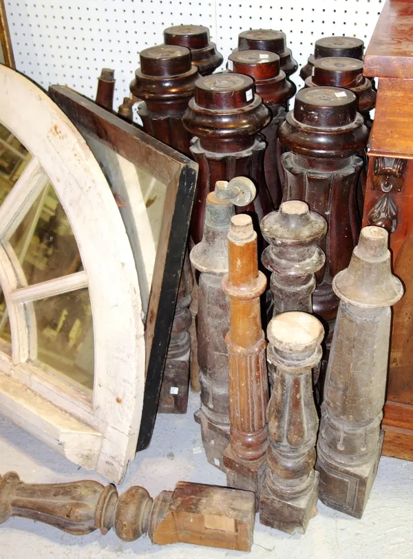 A large quantity of 19th century and later turned furniture/snooker table legs, (qty).