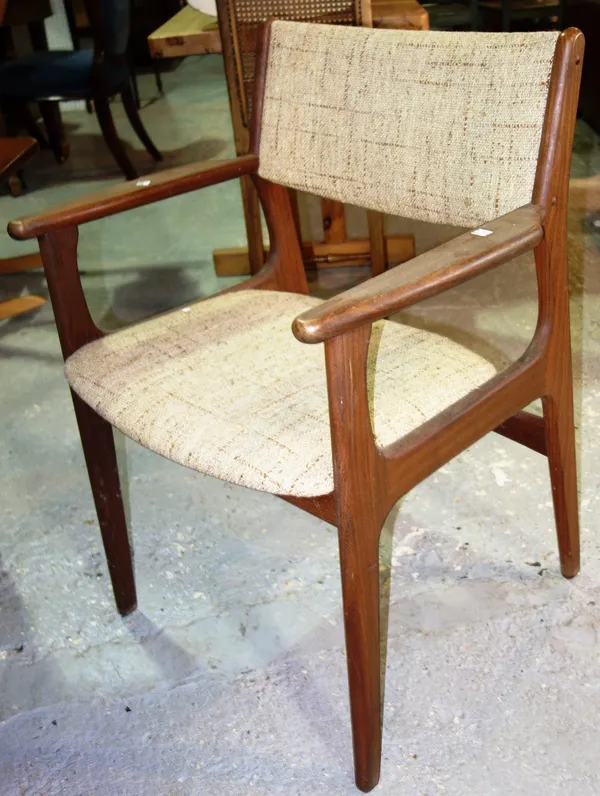A pair of Danish teak open armchairs, (2).