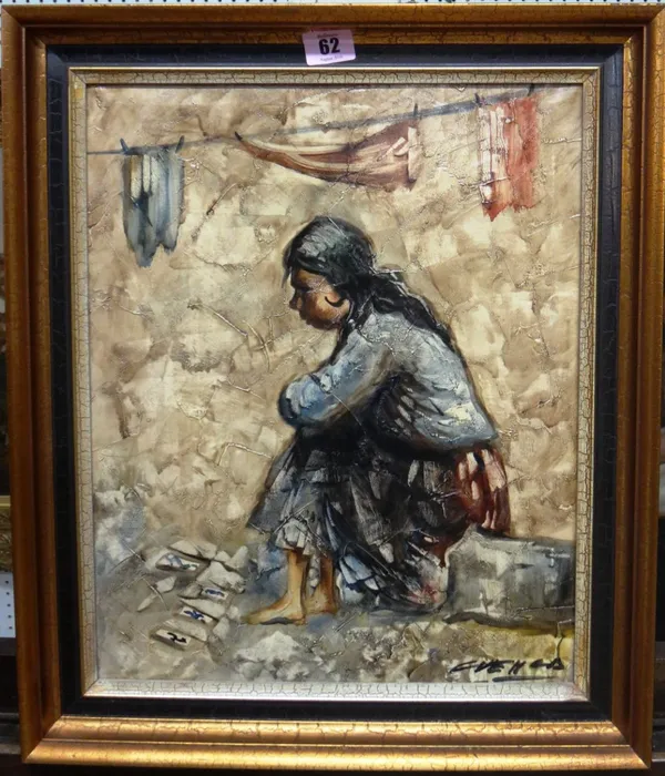 C. Vehed (20th century), Seated figure, oil on canvas, signed.