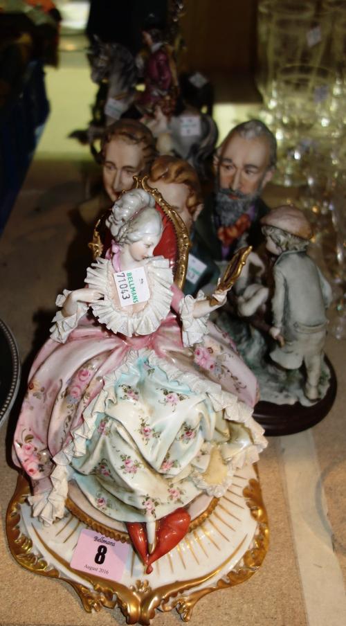 A quantity of Continental porcelain figure groups and busts. (qty)