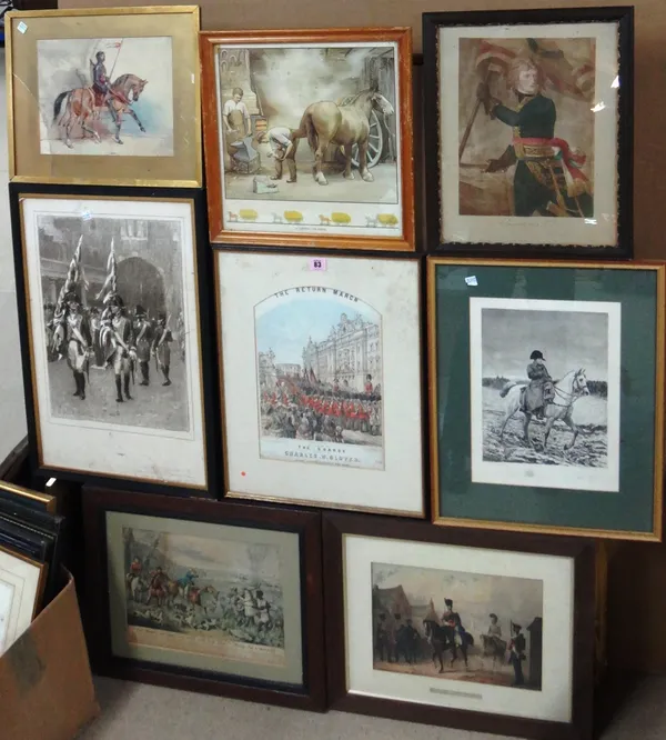 A quantity of assorted prints and engravings, mostly military or sporting subjects.(qty)