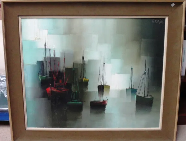 G. Bria (20th century), Morning Harbour, oil on canvas, signed.Provenance: with Frost and Reed.