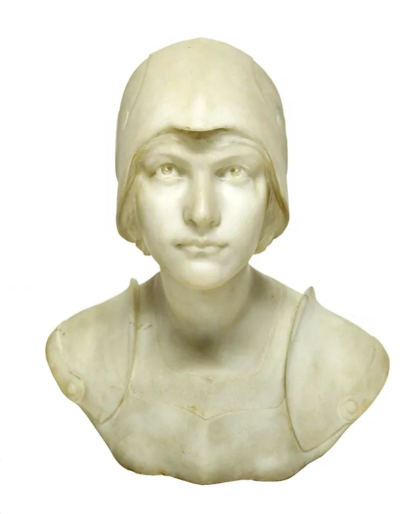 T. Fraugoni; an Italian white marble bust of a young Renaissance noble, circa 1870, signed, 42cm high.  Illustrated
