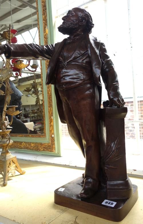 Gaudes (French 1845-1902), a bronze figure 'Defense Nationale' titled to the base, P. Chevalier. Adjoint au Moire souvenir des Habitants de Ste Croix