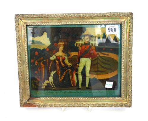 English School (Early 19th Century), Prince Leopold and the Princess Charlotte in Claremont Park Coloured print under glass 18.5cm x 23.5cm and anothe