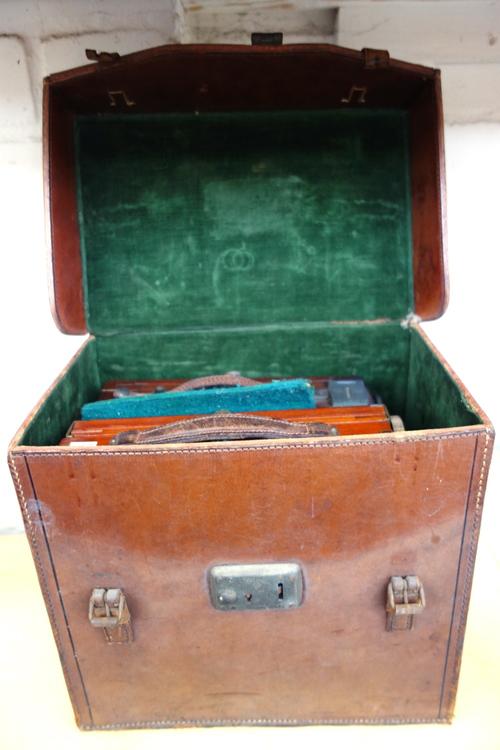 A Thornton Pickard 'Imperial' plate camera, early 20th century, with accessories, and one other mahogany plate camera by 'Graham, Manchester', leather