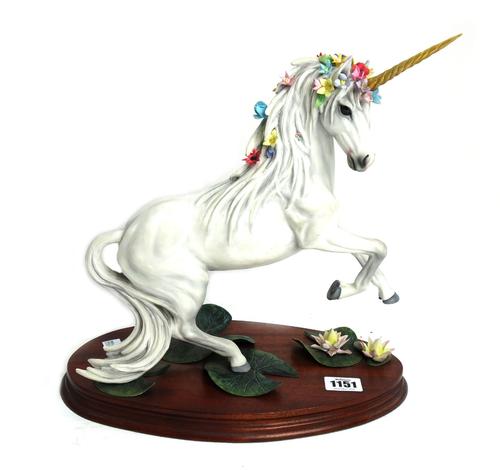 A Border Fine Arts 'Unicorn' from 'The Imagined World' series, circa 1988, by Fleur Cowles, Ltd Ed 1/300, 31cm high.Provenance; The Estate of Fleur Co