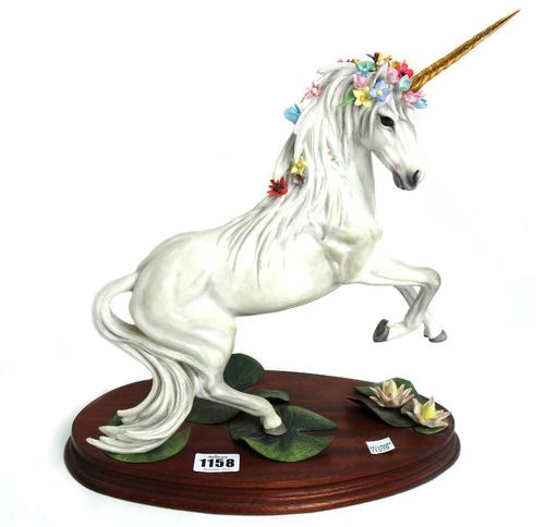 A Border Fine Arts 'Unicorn' from 'The Imagined World' series, circa 1988, by Fleur Cowles, Ltd Ed 39/300, 31cm high. Provenance; The Estate of Fleur