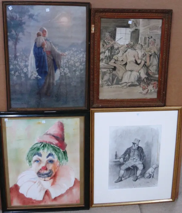 A group of assorted pictures, prints and etchings, including works by or after Cecil Aldin, Thomas Rowlandson, Margaret Tarrant and others.(qty)    H1