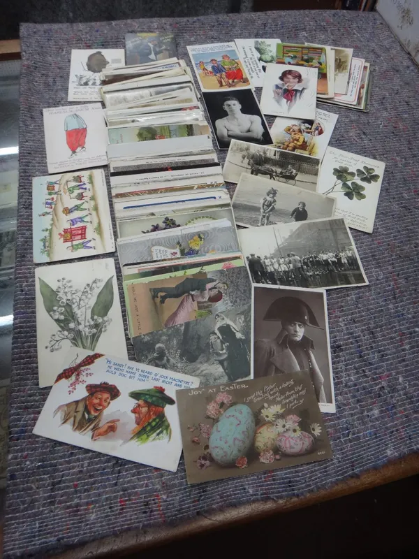 POSTCARDS - Sentimental, Greetings & Humour, including a few foreign, military & shipping;  approx. 200.