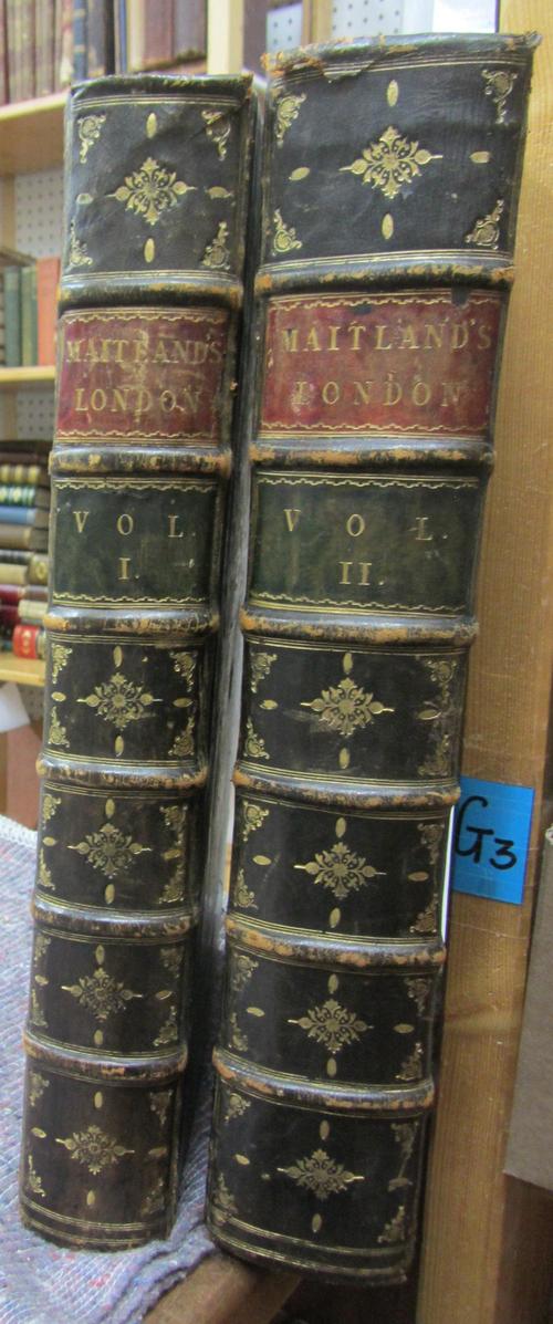 MAITLAND (W.)  The History and Survey of London  . . .  2nd edition, 2 vols. with many plates & plans (some folded); contemp. calf, gilt-decorated & p