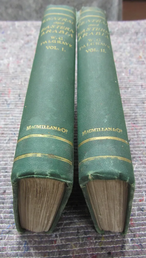 PALGRAVE (W.G.)  Narrative of a Year's Journey through Central and Eastern Arabia (1862-63). First Edition, 2 vols. half titles, large folded & colour