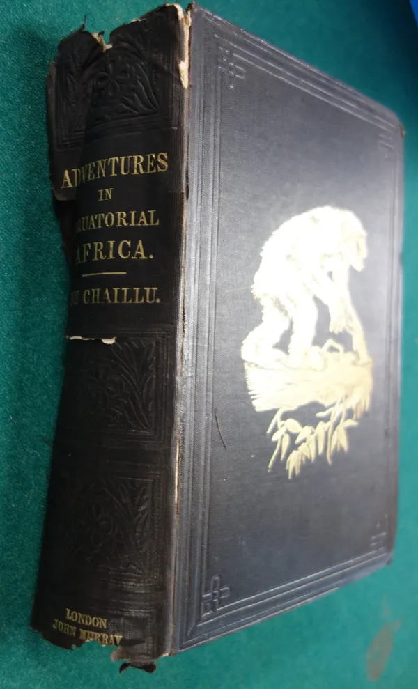 DU CHAILLU (P.B.)  Explorations & Adventures in Equatorial Africa  . . .  First Edition. folded (gorilla) frontis., 27 plates, folded map & num. text