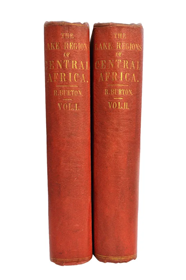 BURTON (R.F.)  The Lake Regions of Central Africa: a picture of exploration.  First Edition, 2 vols. 12 coloured plates, 22 woodcut text illus., folde