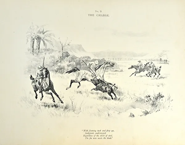 BROWN (J.M.)  "In the Days When We Went Hog-Hunting".  First Edition. 12 lithographed plates, (by J.C. Dollman); gilt-pictorial cloth, oblong 4to. Joh