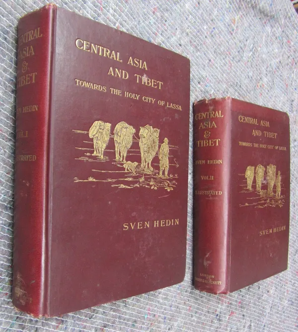 HEDIN (S.)  Central Asia and Tibet: towards the Holy City of Lassa.  First Edition, 2 vols. portrait frontispieces, 12 plates (8 coloured), 4 folded &