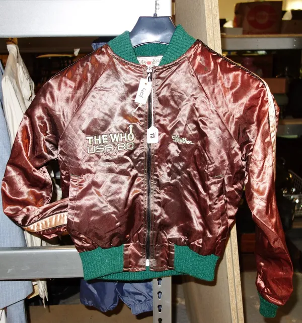 A brown nylon 'The Who' tour bomber jacket USA 1980.