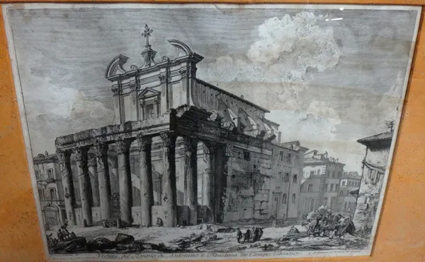 Piranesi (18th century), Veduta della Basilica S. Lorenzo fuor delle mura; Veduta del Castello dell'Acqua Paola sul Monte Aureo; Veduta del Tempio di