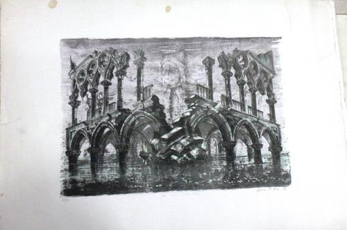 Ludovico de Luigi (b.1933), A folio of colour lithographs and accompanying text, mostly venetian subjects, all signed in pencil, along with variopus o