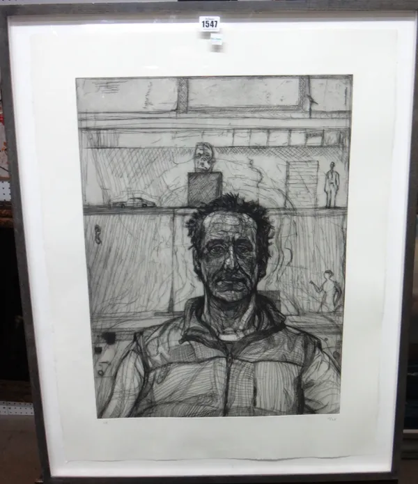 Sean Henry (b.1965), Portrait study of a man, etching, signed with initials and numbered 2/25 in pencil, 59cm x 43cm. DDS