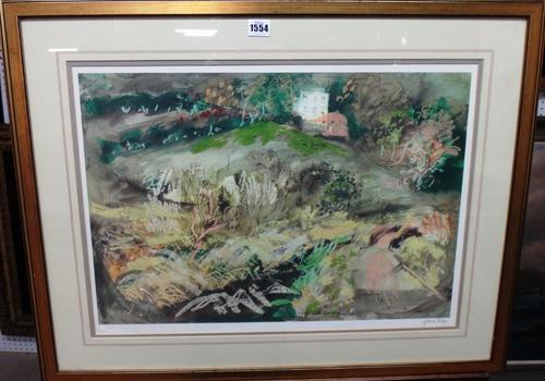 John Piper (1903-1992), Langloffan, colour reproduction, signed in pencil, with blindstamp, 39.5cm x 57cm. DDS