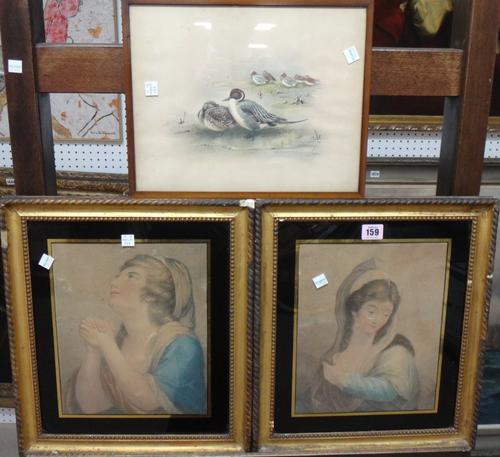 After Cipriani, Diana; Juliet, a pair of stipple engravings, each 27cm x 22cm.; together with a print after George Edward Lodge.(3)  G1