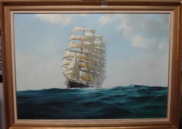 Robert Taylor (20th century), The Pamir, five hundred miles South West of the Azores, oil on canvas, signed, inscribed on overlap, 70cm x 100cm. DDS