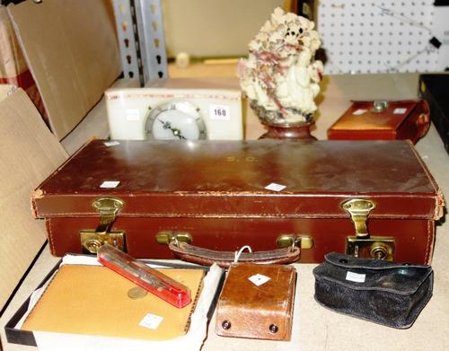 A quantity of collectables including Masonic dress items, onyx mantel clock, camera equipment and sundry. (qty)  S2M