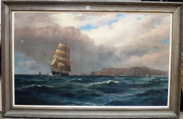 Arthur Wilde Parsons (1854-1931), Vessels off the coast, oil on canvas, signed and dated '90, 89cm x 150.5cm.  Illustrated