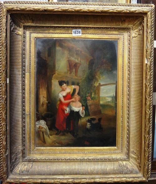 William Frederick Witherington (1785-1865), Time for a wash, oil on panel, signed, 39cm x 29cm.