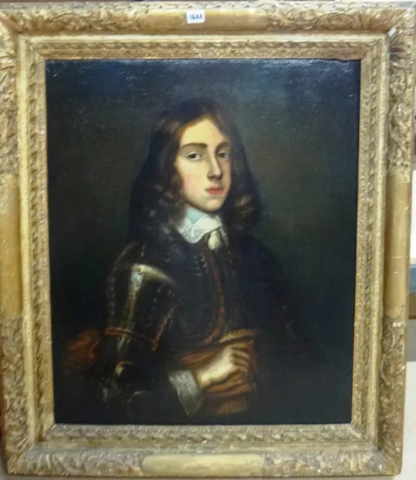Manner of Sir Peter Lely, Portrait of a young man in armour, oil on canvas, 75cm x 62cm.    Illustrated