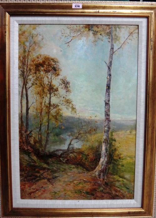 English School (early 20th century), The Severn at Arley, Staff, oil on board, inscribed on reverse, 60cm x 39cm.    E1