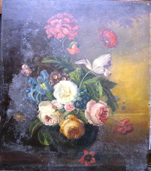 Continental School (19th century), Floral Still Life, oil on panel, unframed, 60cm x 51cm.    CAB
